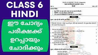 Class 6 Hindi Exam Question Paper with Answer  6th Hindi Onam Exam Question Answer [upl. by Beore]