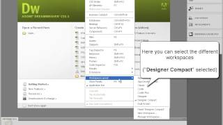 Learning Dreamweaver  Part 1 Setting\Resetting Workspaces [upl. by Shanney]