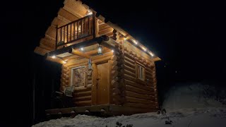 Welcome to my cozy mini off grid log cabin [upl. by Airetal708]