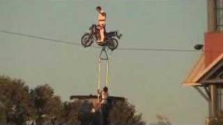 Nerveless Nocks Extreme Motorcycle High Wire Aerial Thrill Show [upl. by Enomahs]