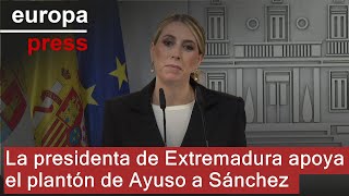 La presidenta de Extremadura apoya el plantón de Ayuso a Sánchez [upl. by Kcirrek]