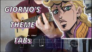 JOJO GIORNOs Theme Fingerstyle TAB [upl. by Ianej280]