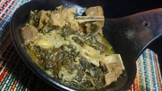 Siga be Gomen Recipe Ethiopian  Amharic Sega Lamb bones amp Spinach Collards [upl. by Cochard339]