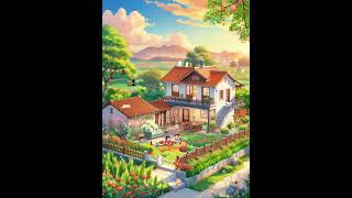 Happy day 💕🏡🍀🌻🌾 villagelife village chill lofi catoonvillage shorts shortvideo [upl. by Marola537]