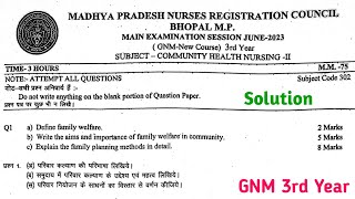 Community Health NursingII Exam में यहीं प्रश्न पूछे गए थे GNM 3rd Year Exam Paper Solution mpnrc [upl. by Atenahs]