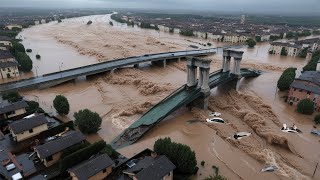 Now Italy is destroyed Tons of water drag cars into the sea Flooding in Riposto [upl. by Lehteb629]