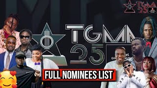 Full Nominees List TGMA 2024 VGMA 2024 Telecel Ghana Music Awards Nominees Full List [upl. by Nnylyram]