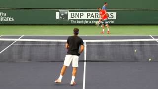 Roger Federer Volley Practice 2014 BNP Paribas Open [upl. by Laina]