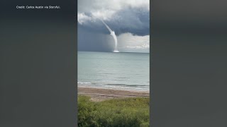 Waterspout spotted over Lake Michigan in Wisconsin [upl. by Louanna733]