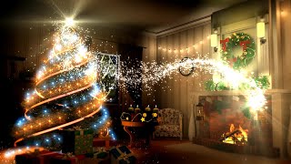 Animated Christmas Card Template  Christmas Fireplace [upl. by Ayotahs]