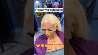 613 Frontal wig installation💛💛hairstyle cocoblackhair wigtutorial blonde shorts wigs hair [upl. by Ylrebmic]