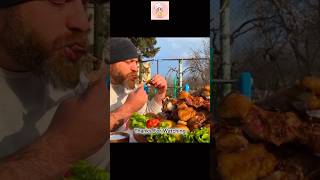 Barbecue of lamb ribs with potatoes in an oven by coolchef cooking lambribs asmr [upl. by Nebuer]