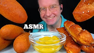 ASMR CORN DOGS amp CHEESY PRETZELS MUKBANG No Talking EATING SOUNDS [upl. by Aicertal]