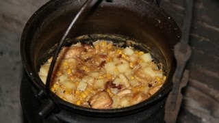 Corn Chowder Cooked Over A Hearth [upl. by Tailor]