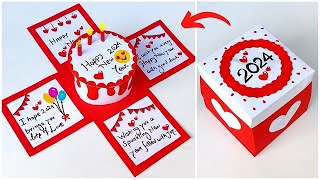 DIY New year Special greeting card 2024  Happy New year card making  New Year gift Box idea [upl. by Nylasor]