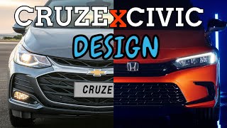 HONDA CIVIC 2022 VS CHEVROLET CRUZE SEDAN 2021 COMPARATIVO  FOTOS [upl. by Shannan]