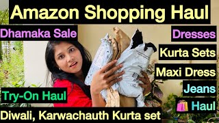 Amazon Sale Haul Karwachauth Diwali shopping Haul  TryON Haul Kurta Set Western Dresses🛍️ [upl. by Eduard]