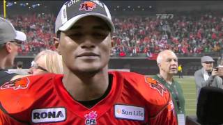 Arland Bruce aka Runako Reth postgame interview  Grey Cup 2011 [upl. by Ivon]