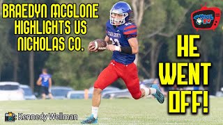 Braedyn McGlone Highlights vs Nicholas County  Lewis County Lions Football  Kool TV [upl. by Osher981]