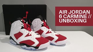 AIR JORDAN 6 CARMINE  UNBOXING [upl. by Etteiram396]