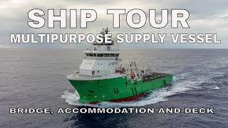 Multipurpose Supply Vessel Accommodation and Deck tour Ship tour [upl. by Alurta]