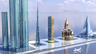 Tallest Building Size Comparison  3d Animation Comparison  Real Scale Comparison [upl. by Gipps]