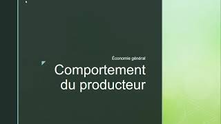 économie généralecomportement du producteur [upl. by Felita]