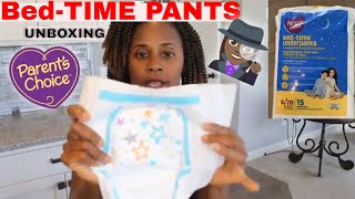 UNBOXING Parents Choice WALMART bedtime DISPOSABLE PANTS COME SEE [upl. by Iny179]