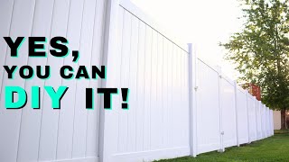 How to Install a Vinyl Fence DIY Privacy Fence Build [upl. by Enitsua165]