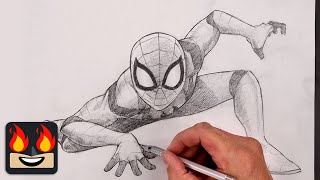 How To Draw Miles Morales  SpiderMan Sketch Tutorial [upl. by Suiradal]