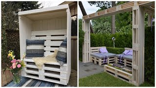 Homemade garden gazebos made of pallets 35 ideas for inspiration [upl. by Ydnis]