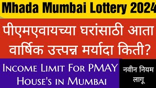 Mhada Mumbai Lottery Income Limit For PMAY 2024 [upl. by Eizeerb]