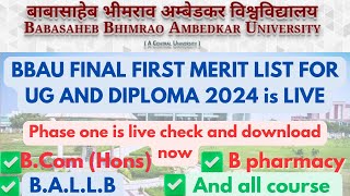 Bbau phase 1 merit list is live foe Ug programs 🔥Bbau final first merit list kaise check kare [upl. by Licht]