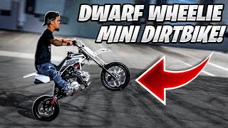 TEACHING DWARF HOW TO WHEELIE A MINI DIRTBIKE   BRAAP VLOGS [upl. by Bathelda160]