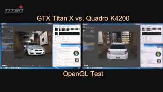 GTX Titan X vs Nvida Quadro K4200 Open GL Cinebench Benchmark results [upl. by Adnawot]