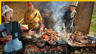 Hunters Barbecue on Stones in Kyrgyzstan 🇰🇬 Osh Bazaar Street Food Tour in Bishkek [upl. by Grace899]