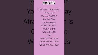 Faded  Alan Walker Lyrics faded alanwalker lyrics shorts [upl. by Mosby]