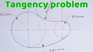 TANGENCY PROBLEM 3  ENGINEERING DRAWING  TANGENCY  TECHNICAL DRAWING [upl. by Nerreg]