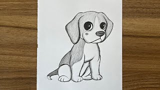 How to draw a cute dog step by step  Easy drawing for beginners  Pencil sketch for beginners [upl. by Aivitnahs781]