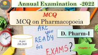 MCQs on Pharmacopoeia  Pharmaceutics  D Pharm 1st Year  Chapter 1  With Solutions [upl. by Yhtomit232]