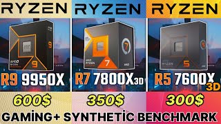 7600x3d vs 7800x3d vs 5800x3d vs R9 9950x vs i9 14900k vs 7900x3d vs 7950x3d 7600x3d gaming test [upl. by Alusru717]