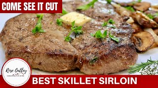 Best Sirloin Steak on a Skillet  Tender Juicy Sirloin Recipe [upl. by Nuhsar]