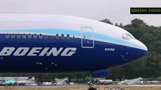 Boeing 777X Test Flight Takeoff From BFI To MWH Taxi Close Up [upl. by Inava]