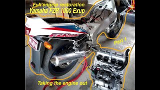 Yamaha FZR 1000 Exup Full engine restoration Part 1 [upl. by Kirbie]