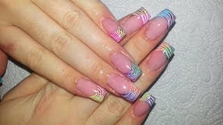 Rainbow Glitter Acrylics With Zebra Pattern [upl. by Nyllaf142]