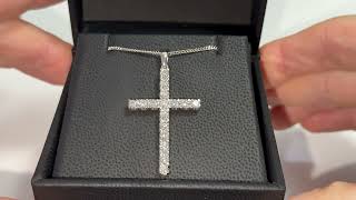 LFDPD0416 Diamond Cross Necklace 170ct 18k White Gold [upl. by Ahswat]