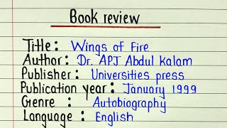 Book review writing Wings of fireHow to write a book review in englishNon fiction book review [upl. by Edasalof183]