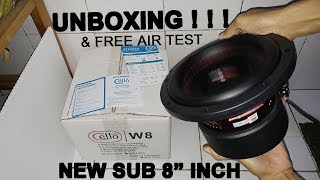 UNBOXING amp Free Air Test Subwoofer Cello W8 8quot [upl. by Tnias704]