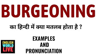 BURGEONING MEANING IN HINDI  BURGEONING का हिन्दी में क्या मतलब होता है  BURGEONING IN HINDI [upl. by Justin937]