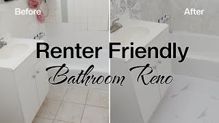 I renovated my old as heck bathroom  Renter Friendly Bathroom Update [upl. by Florie]